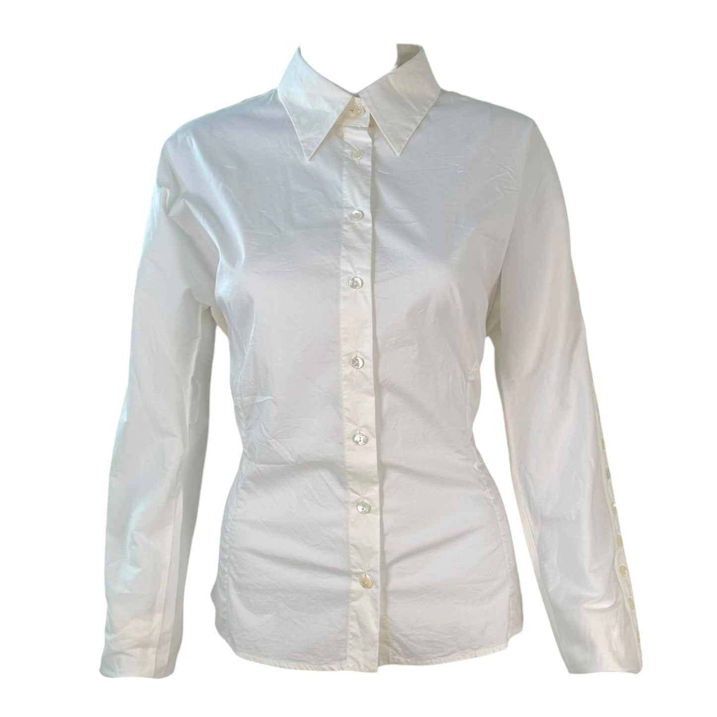 D&G Dolce & Gabbana White Button Sleeve Blouse Top