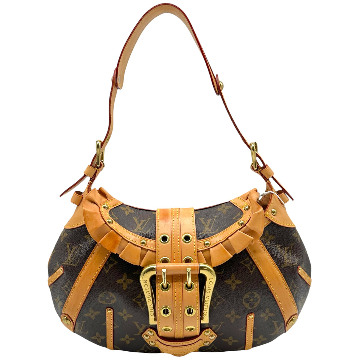 Louis Vuitton Shoulder Bag Classic Monogram Tan Leather