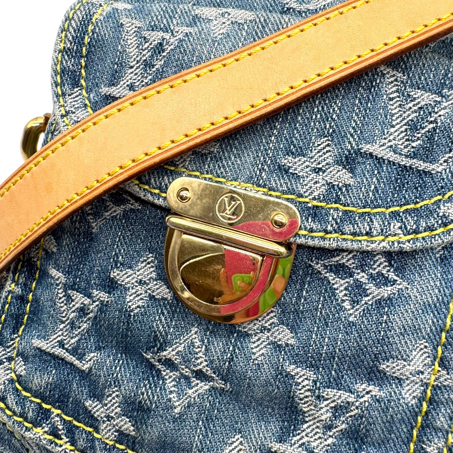 Louis Vuitton Blue Denim Monogram Crossbody Camera Bag - Outfit Repeater