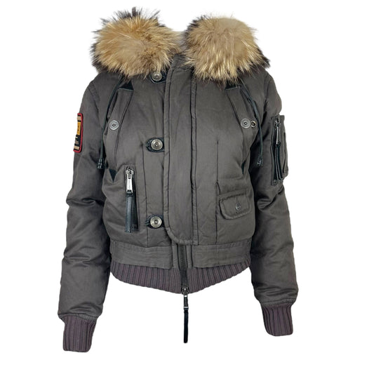 Dsquared2 Fox Fur Trim Down Fill Bomber Jacket