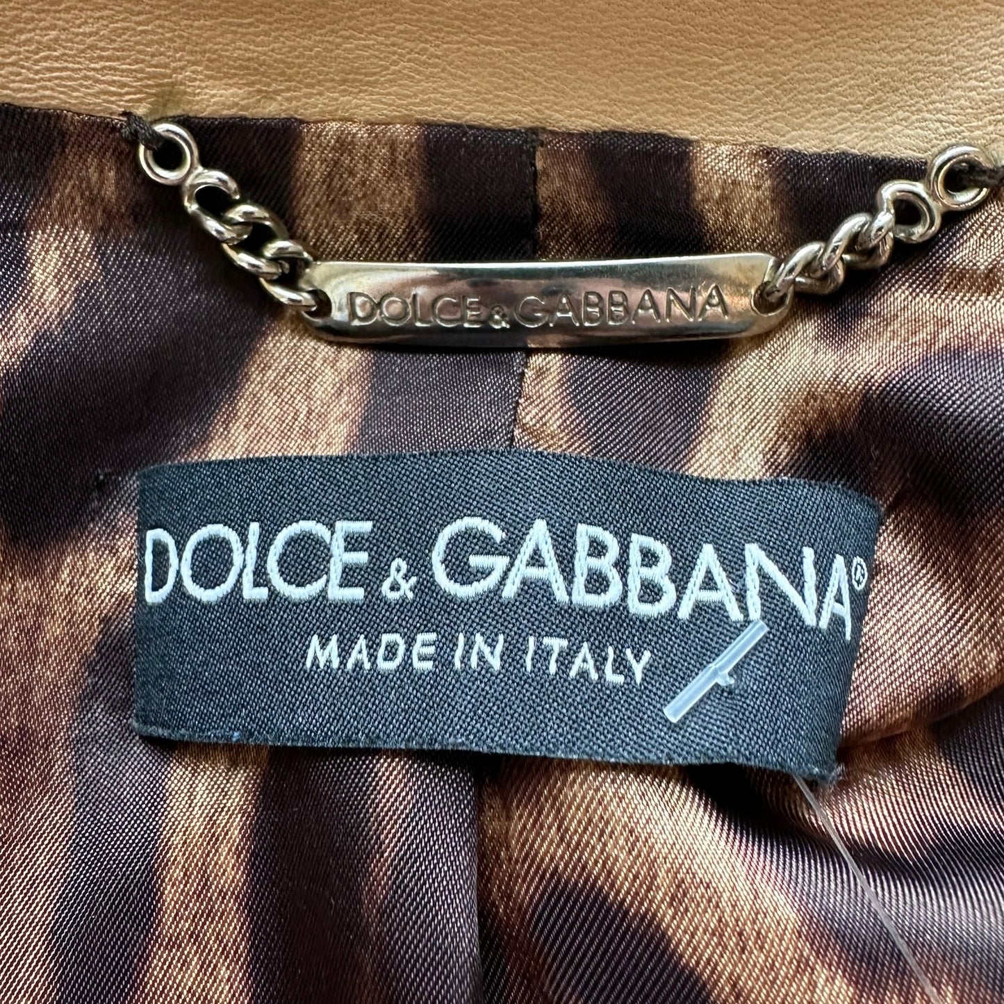 Dolce & Gabbana Beige Leather Bomber Jacket