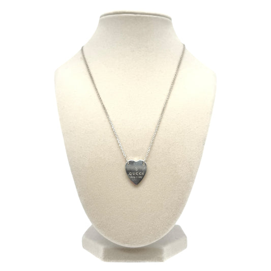 Gucci Sterling Silver Heart Logo Charm Necklace