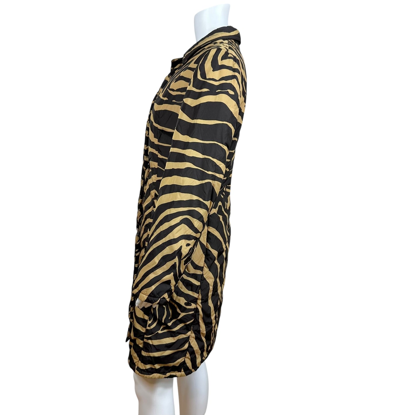 Dolce & Gabbana Brown Zebra Print Puffer Trench Coat