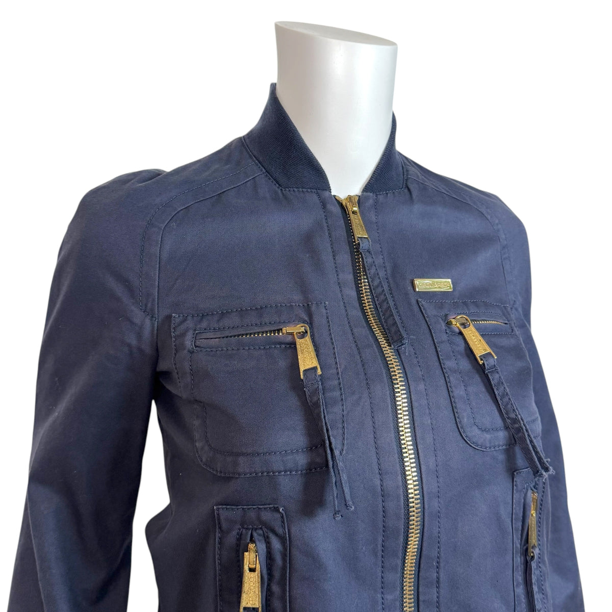 Dsquared2 Navy Blue Cropped Bomber Jacket