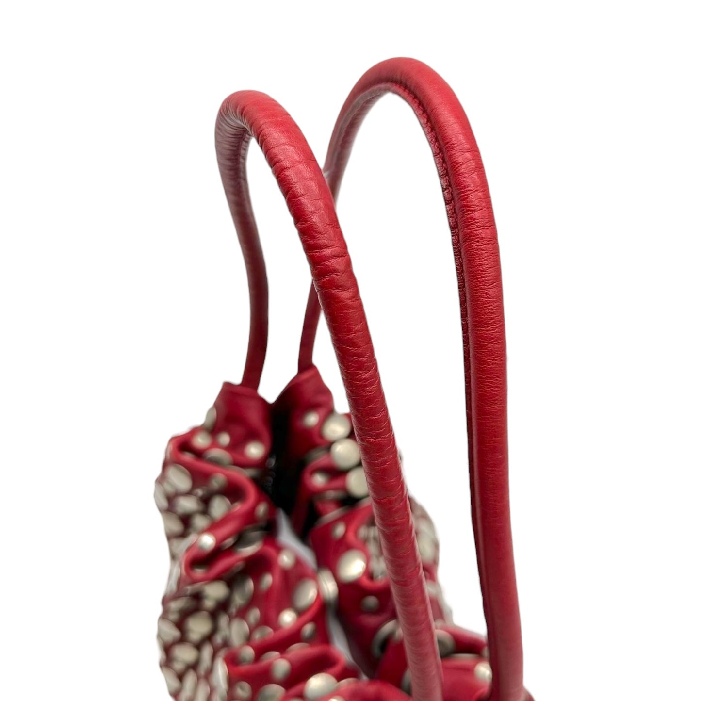 Sonia Rykiel Red Leather & Silver Studded Domino Bag