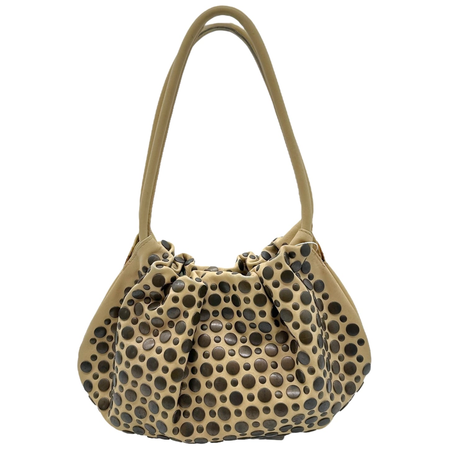 Sonia Rykiel Beige Leather Studded Domino Bag