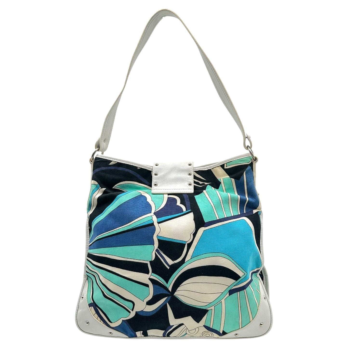 D&G Dolce & Gabbana Blue White Floral Print Shoulder Bag