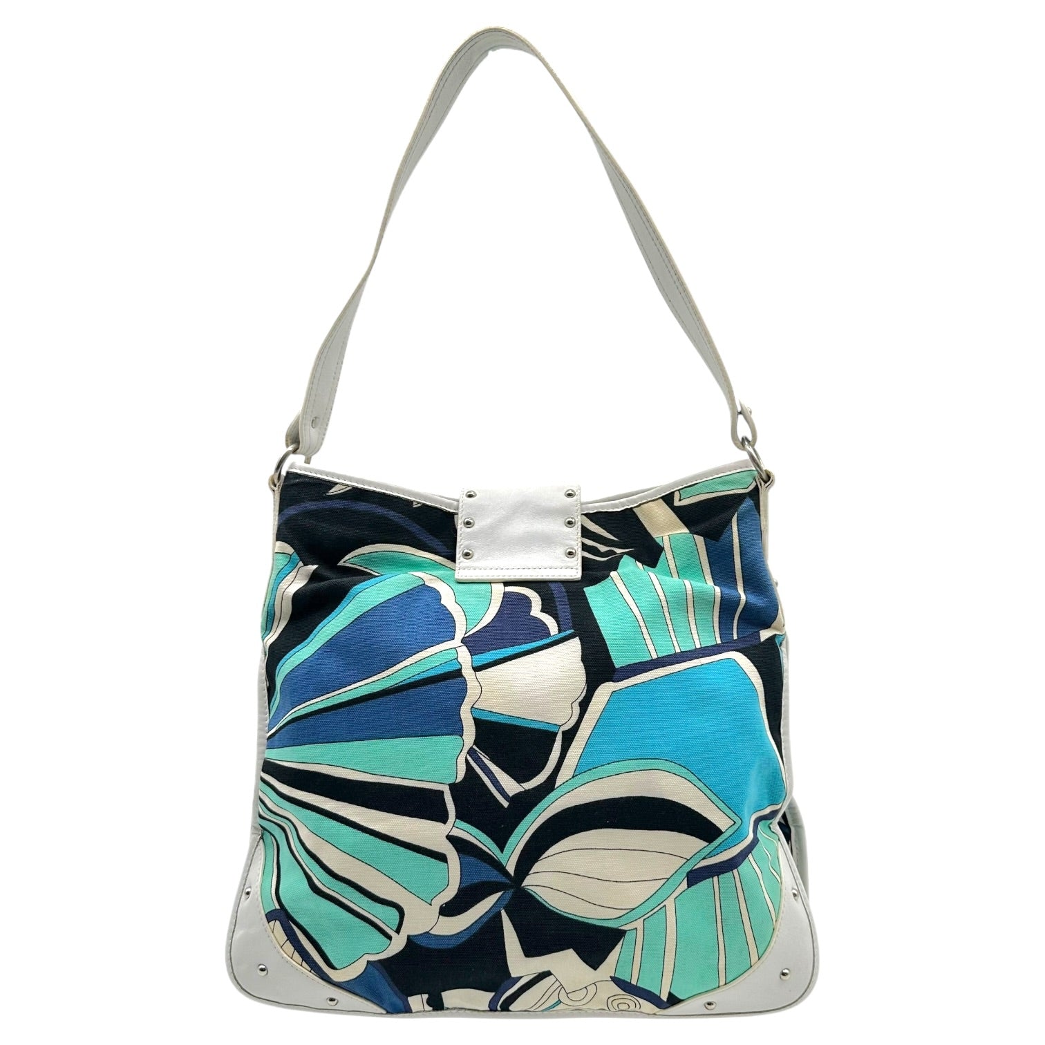 D&G Dolce & Gabbana Blue White Floral Print Shoulder Bag