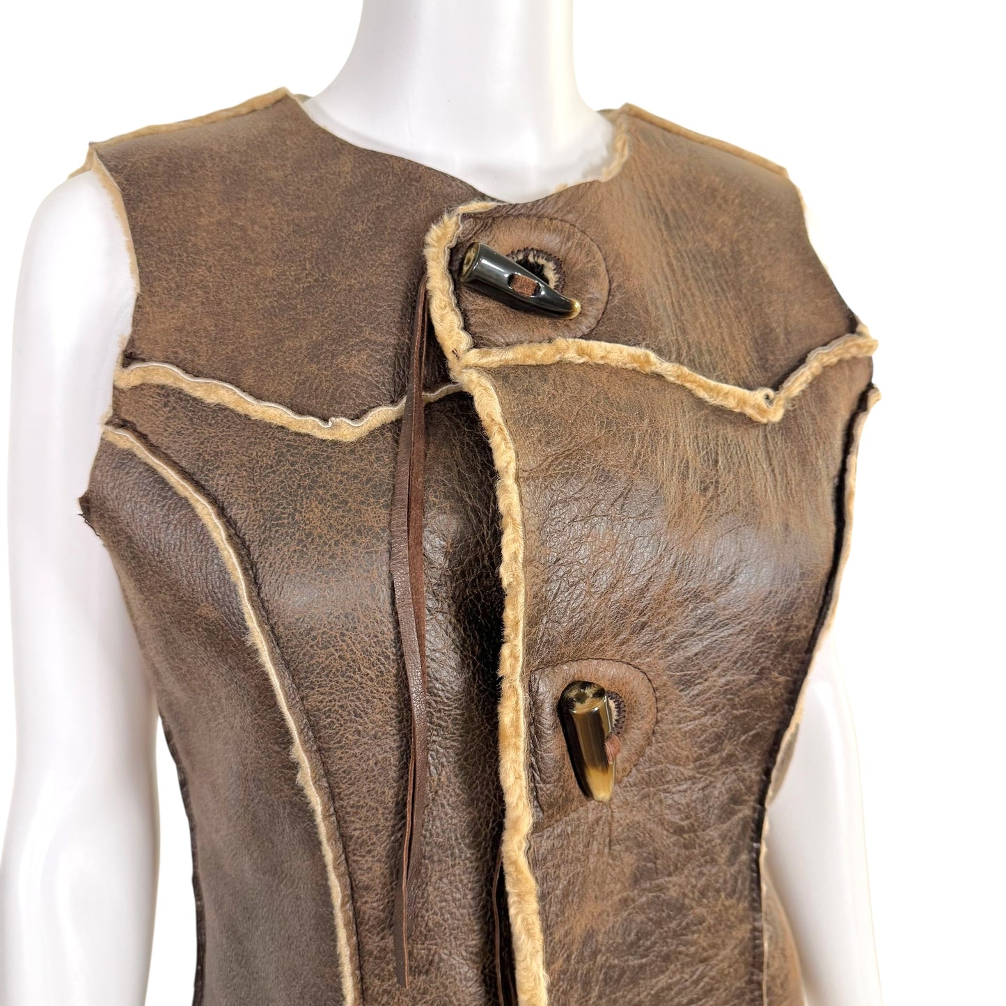 Diesel Brown Shearling Sleeveless Vest - Outfit Repeater