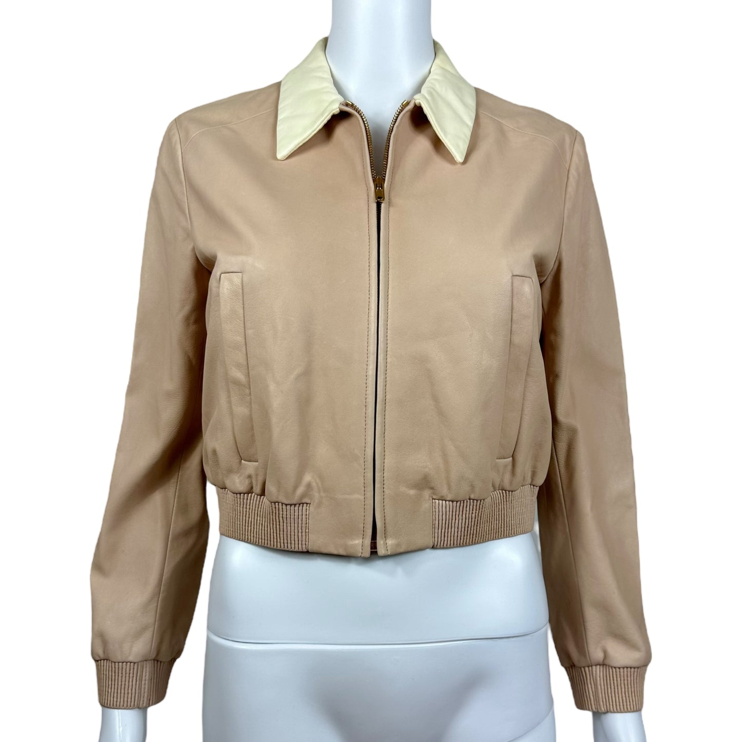 Miu Miu Pale Pink Leather Collared Jacket - Outfit Repeater