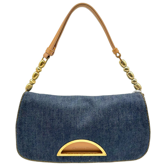 Christian Dior Denim & Tan Leather Malice Pearl Shoulder Bag