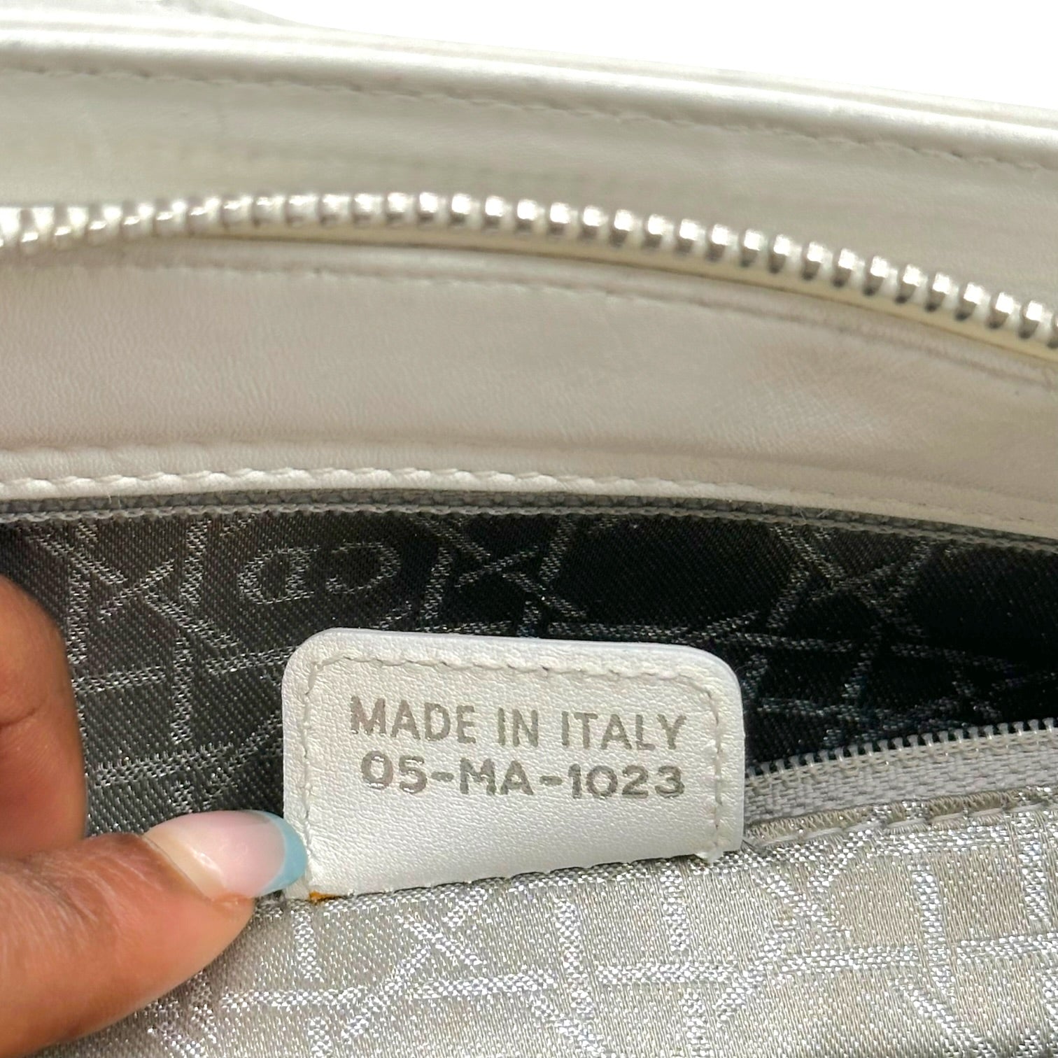 Christian Dior White Leather Studded East-West Bag