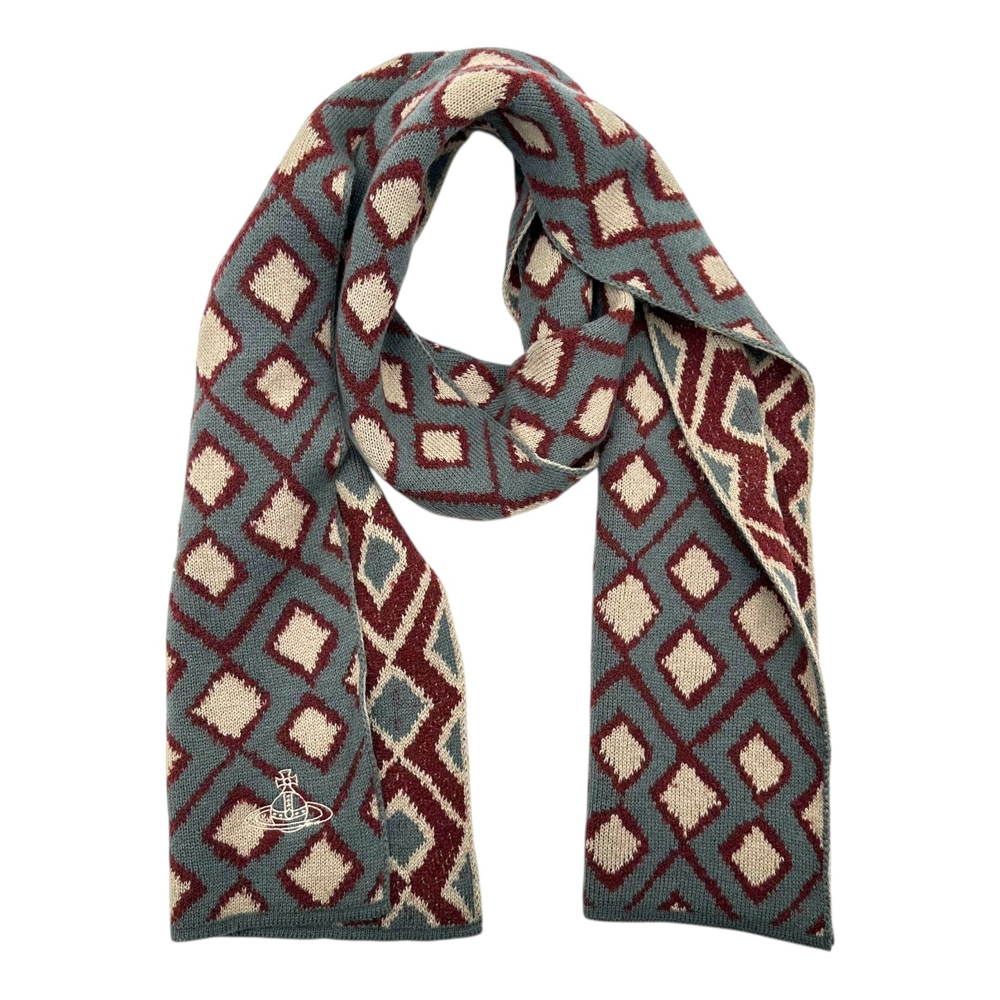 Vivienne Westwood Diamond Pattern Wool Scarf NEW