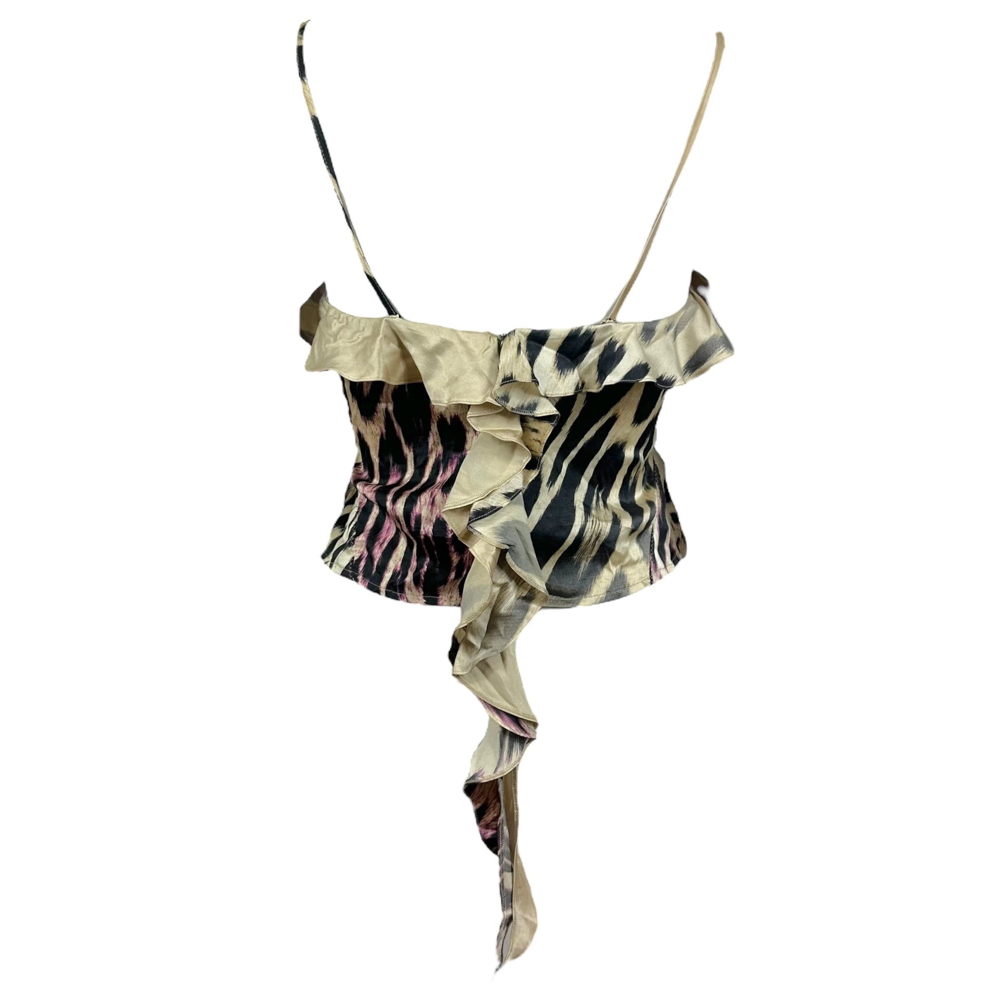 Roberto Cavalli Leopard Print Silk Ruffle Cami - Outfit Repeater