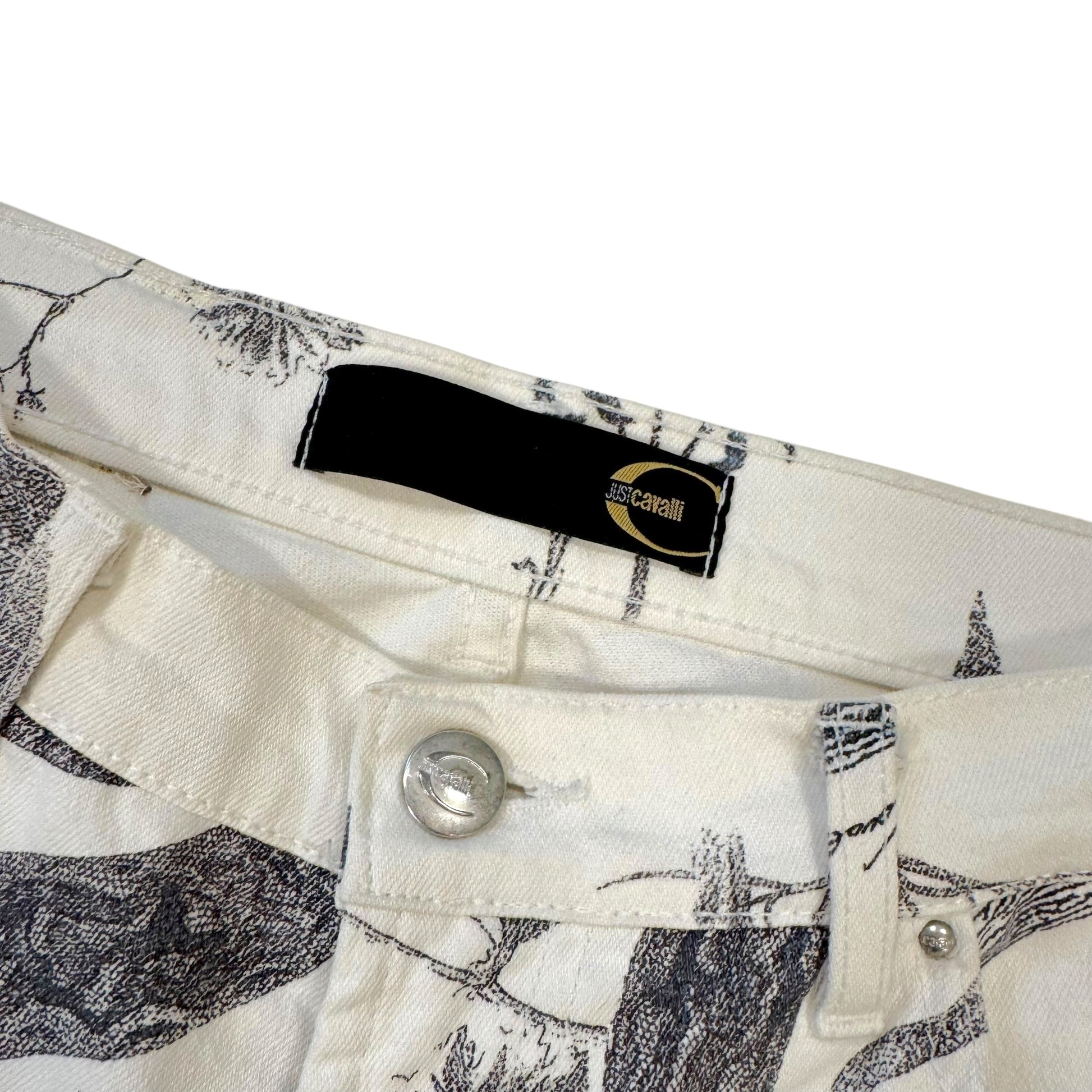 Just Cavalli Roberto Cavalli White Snake & Floral Print Jeans - Outfit Repeater