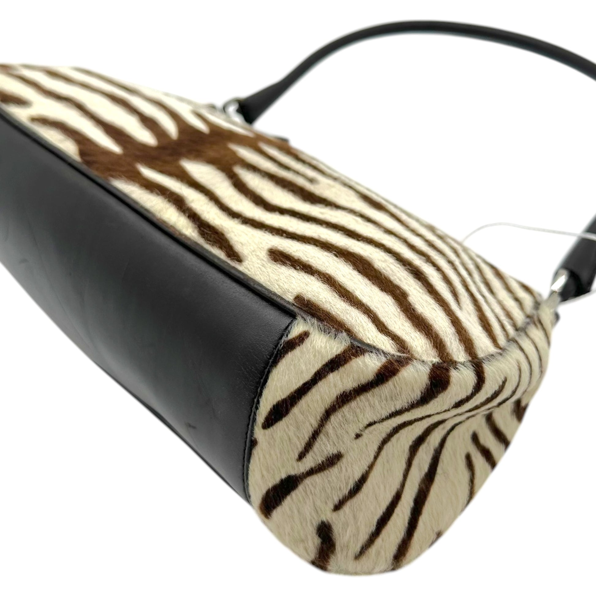 Prada Brown White Zebra Print Ponyhair Shoulder Bag