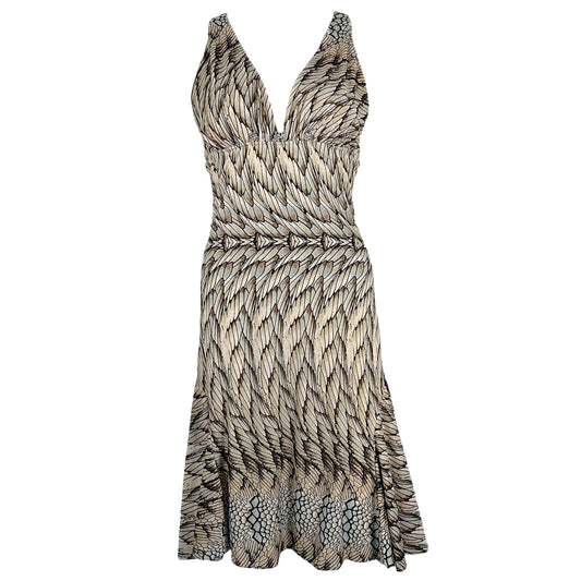 Roberto Cavalli 2006 Blue & Brown Scale Print Midi Dress