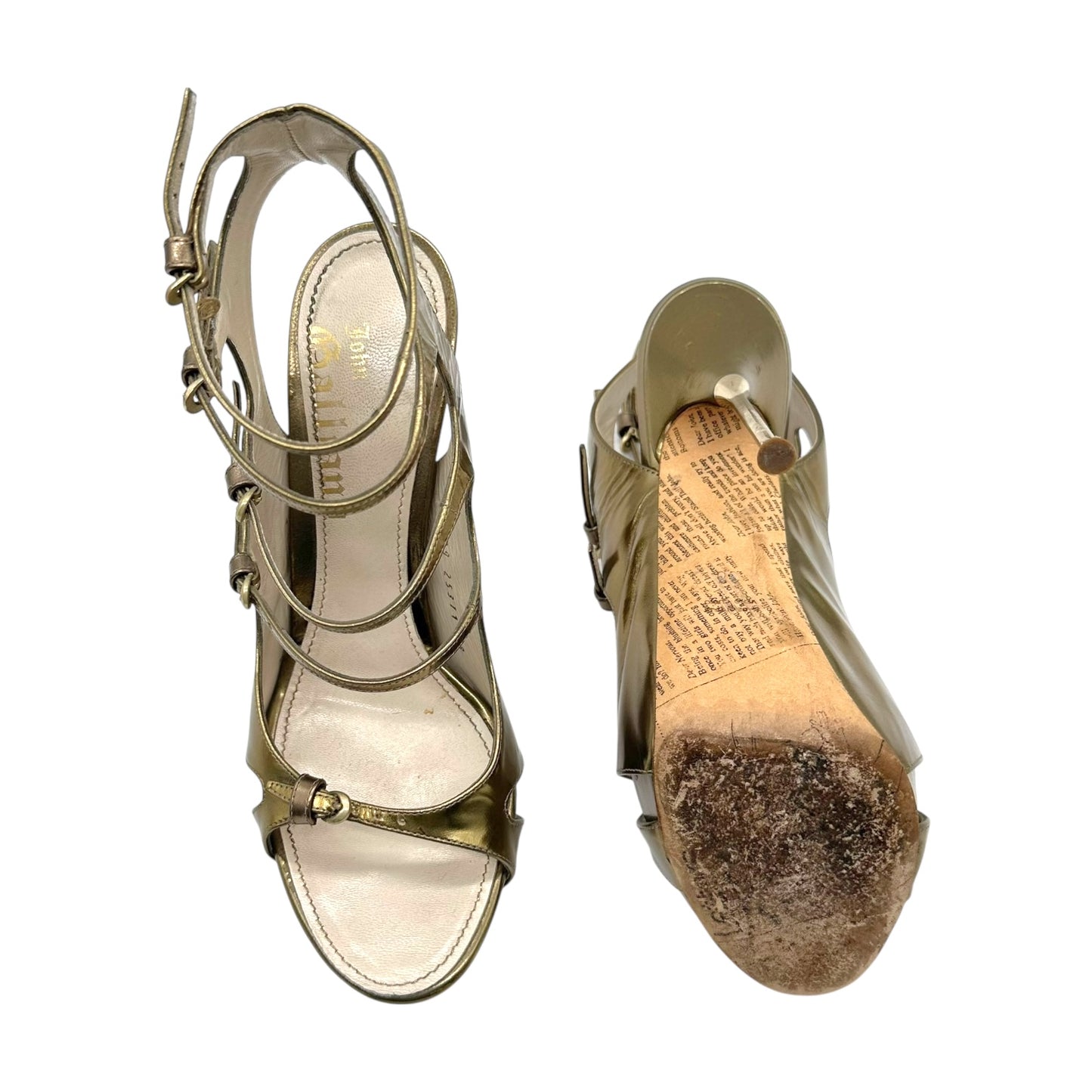 John Galliano Metallic Strappy Platform Heels