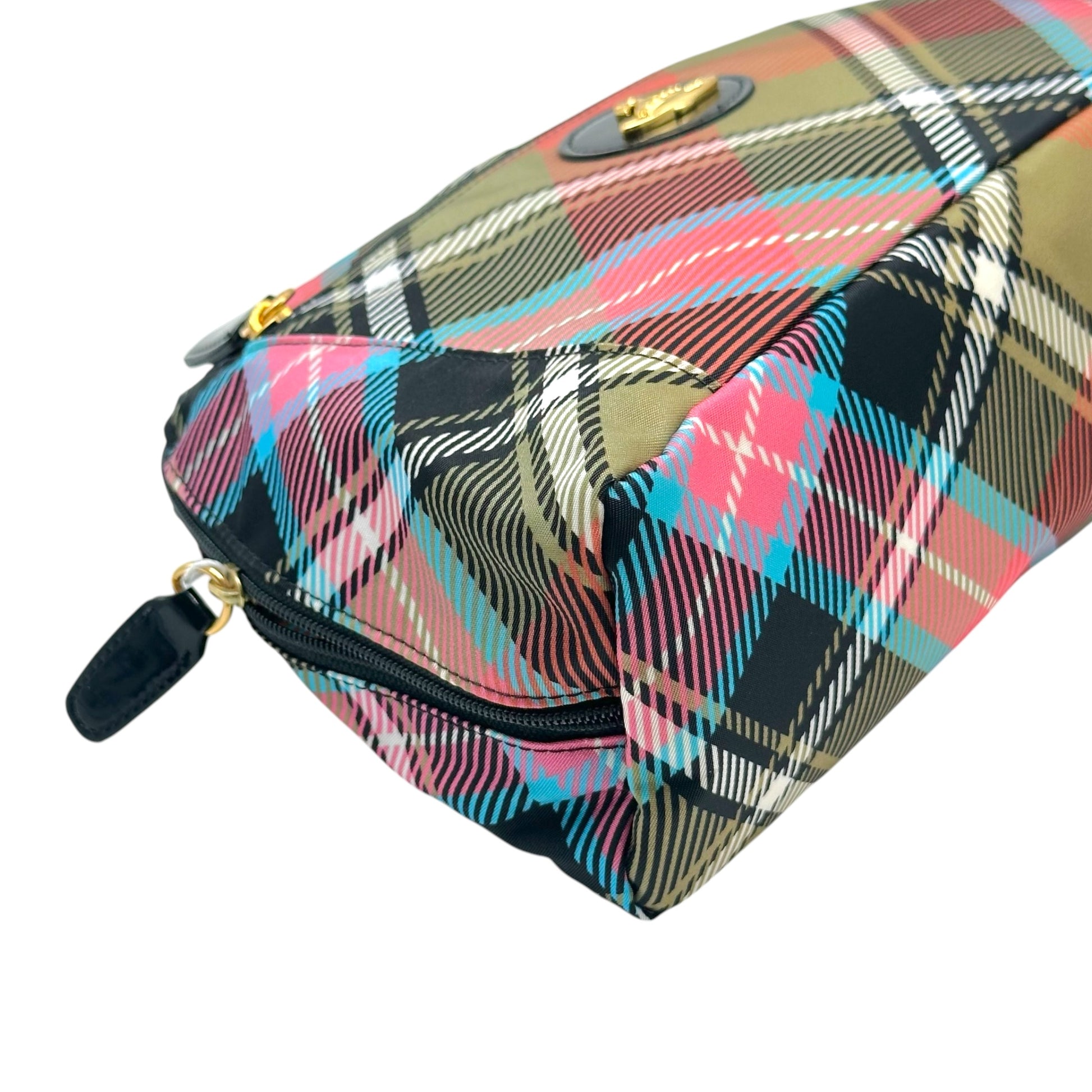 Vivienne Westwood Nylon Cosmetic Bag Multicolor Plaid Print