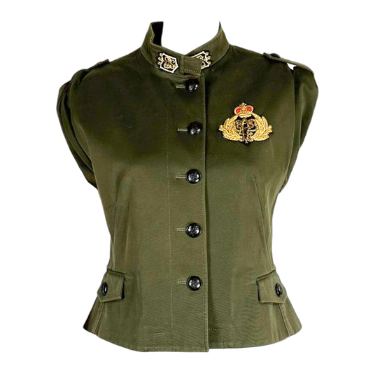 Emilio Pucci Khaki Green Military Inspired Top