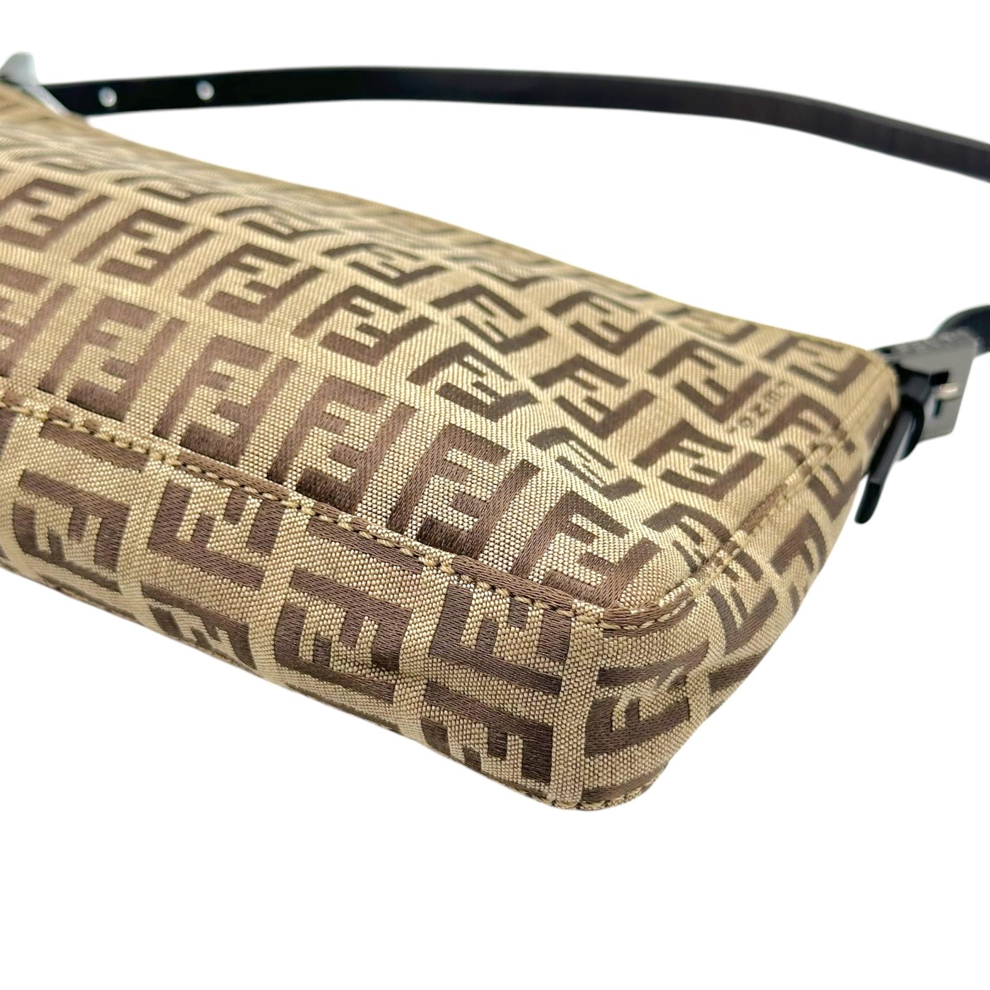 Fendi Tan & Brown Zucchino Monogram Shoulder Pochette Bag