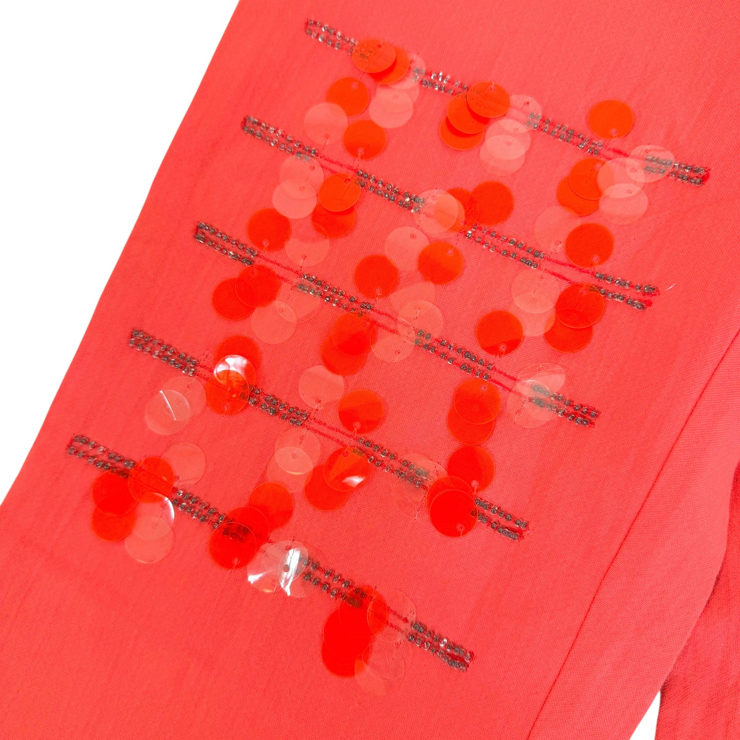 Versace Coral & Neon Orange Sequin & Beaded Embellished Pants