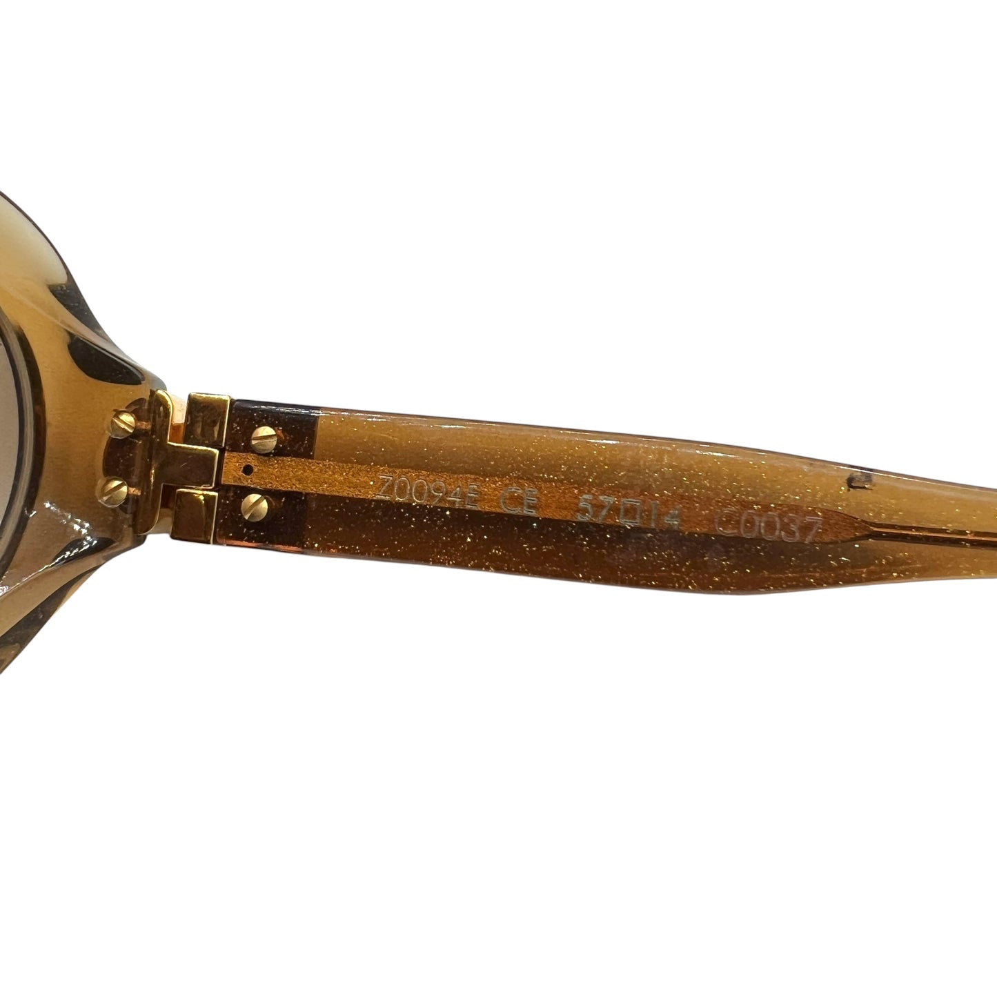Louis Vuitton Gold Glitter Oversized Round Sunglasses Z0094E w/ Case