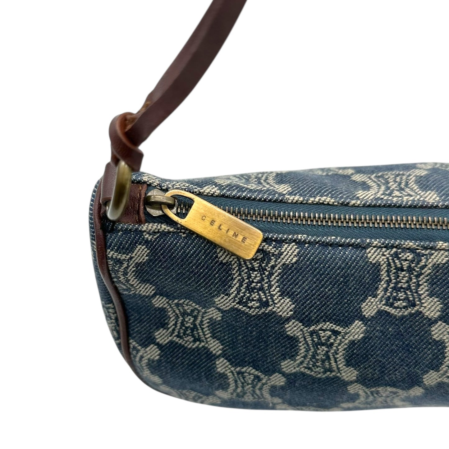 Celine Denim Triomphe Monogram Pochette Shoulder Bag