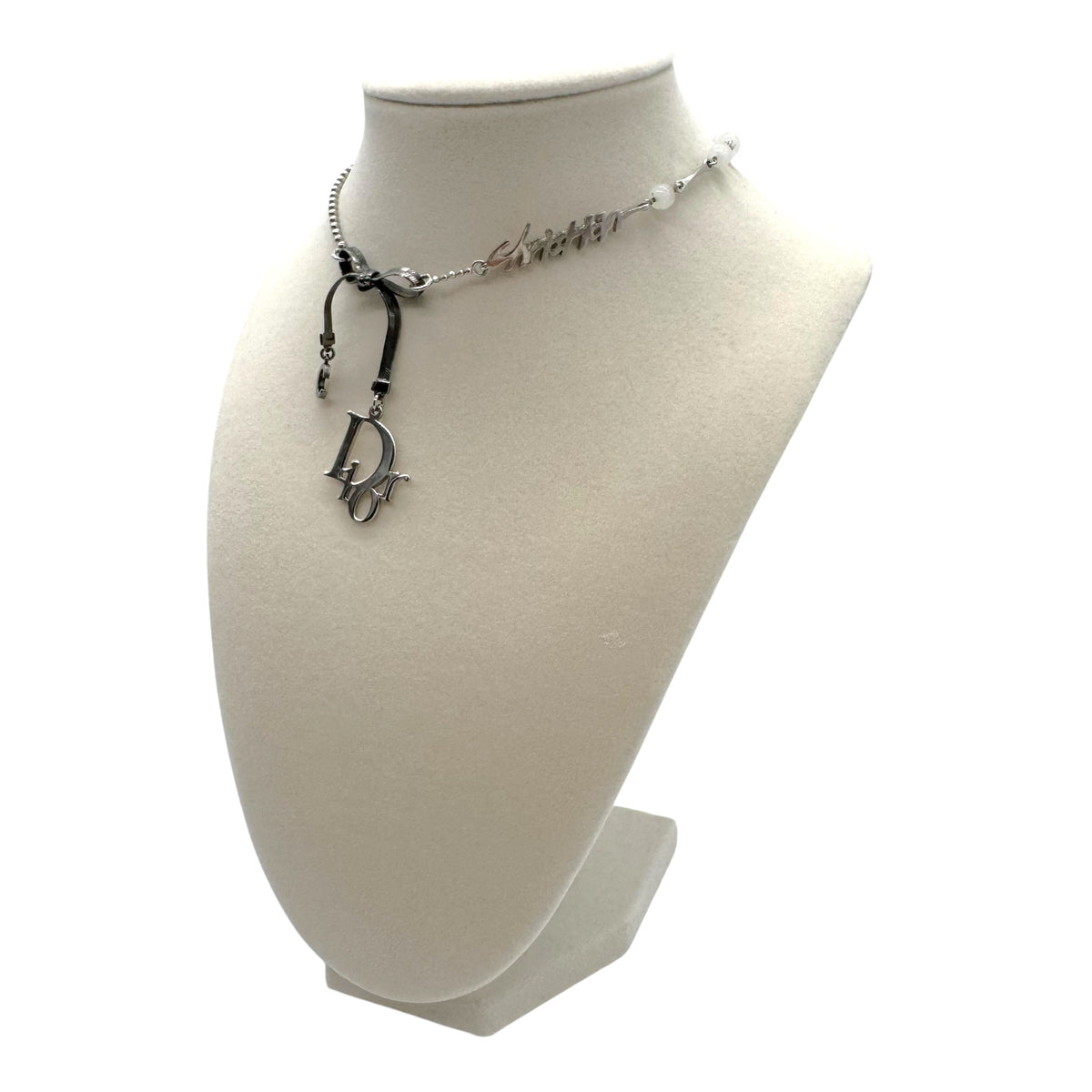 Christian Dior Multi-Logo Bow Choker Necklace