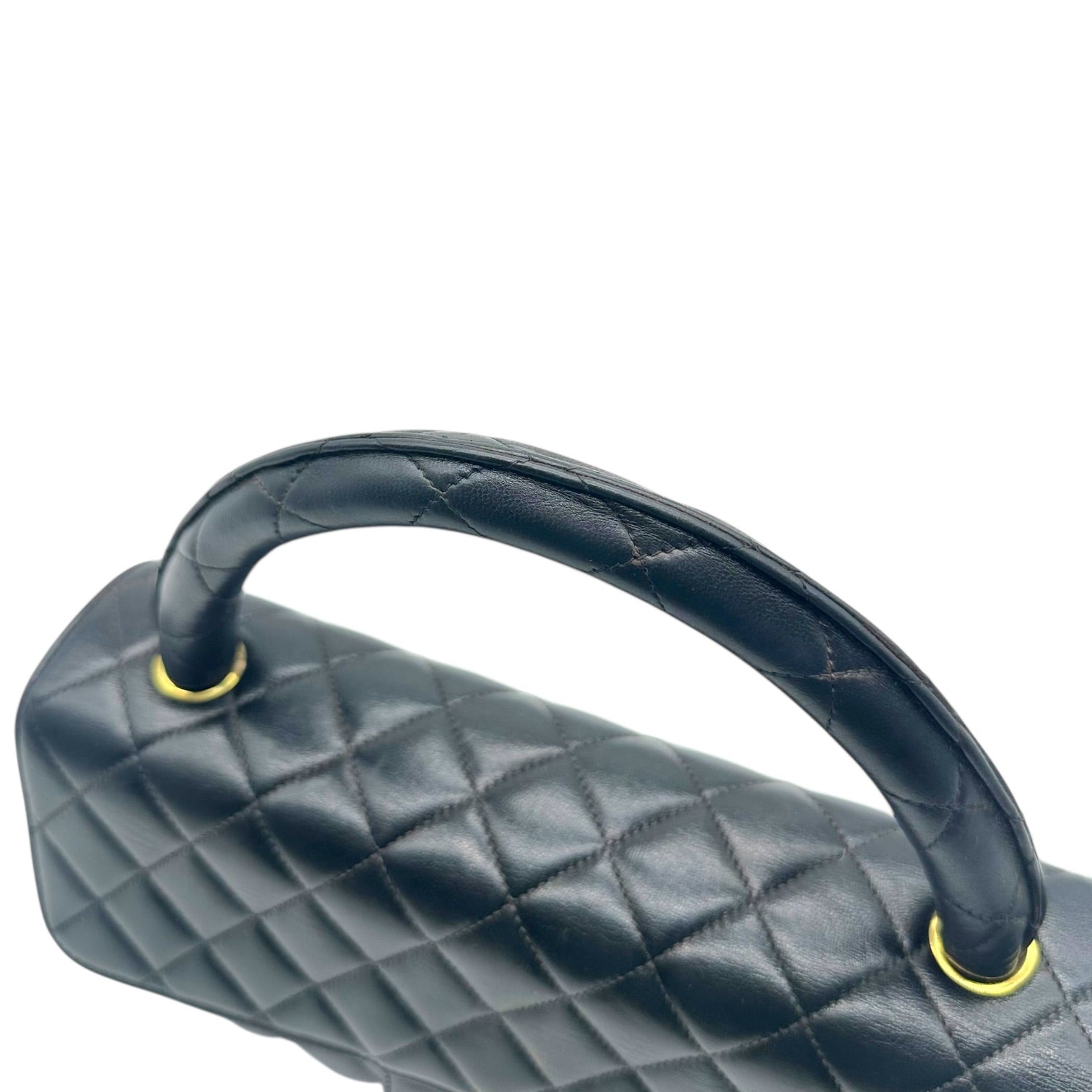 Chanel Black Lambskin Top Handle Flap Bag