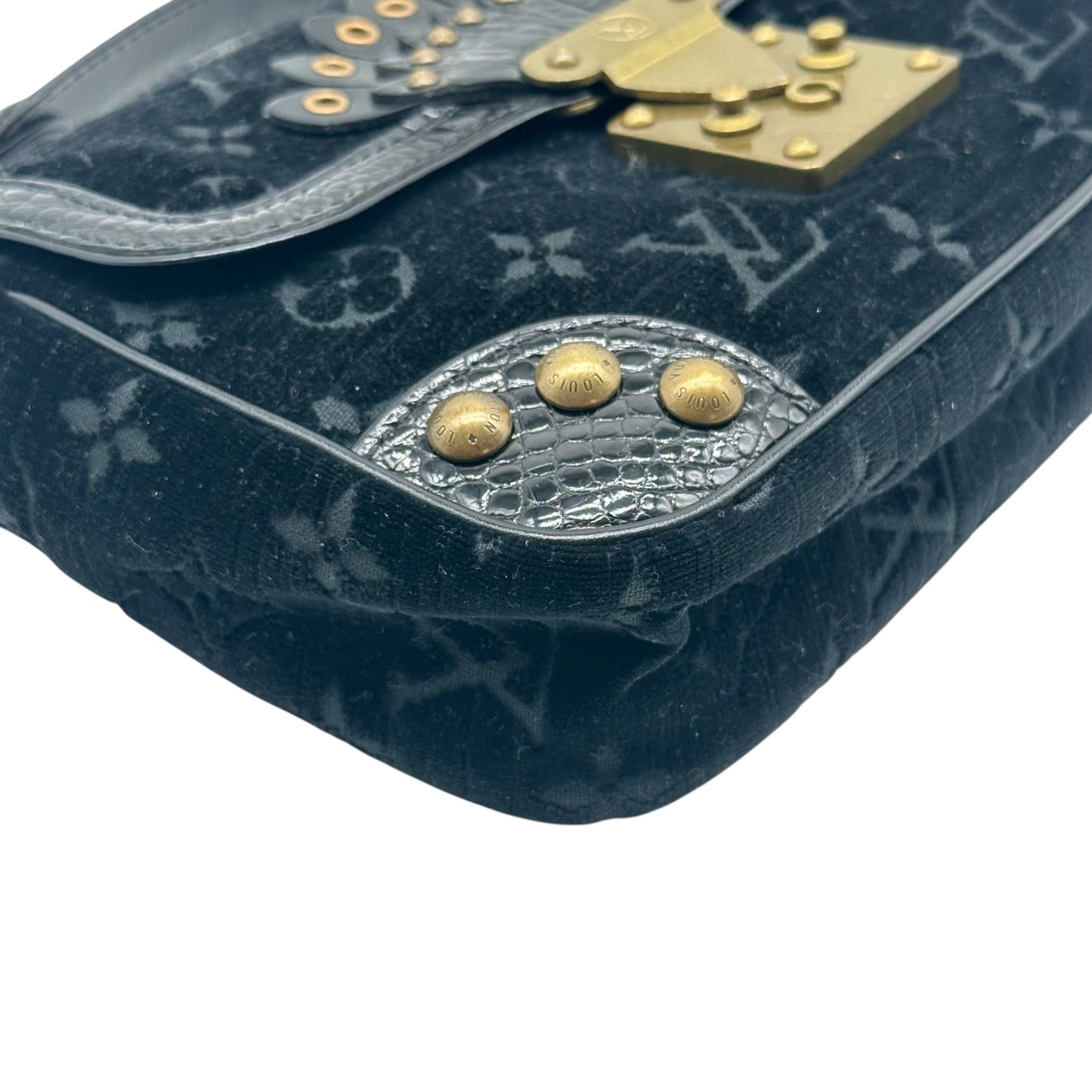 Louis Vuitton Black Velours Alligator Handbag