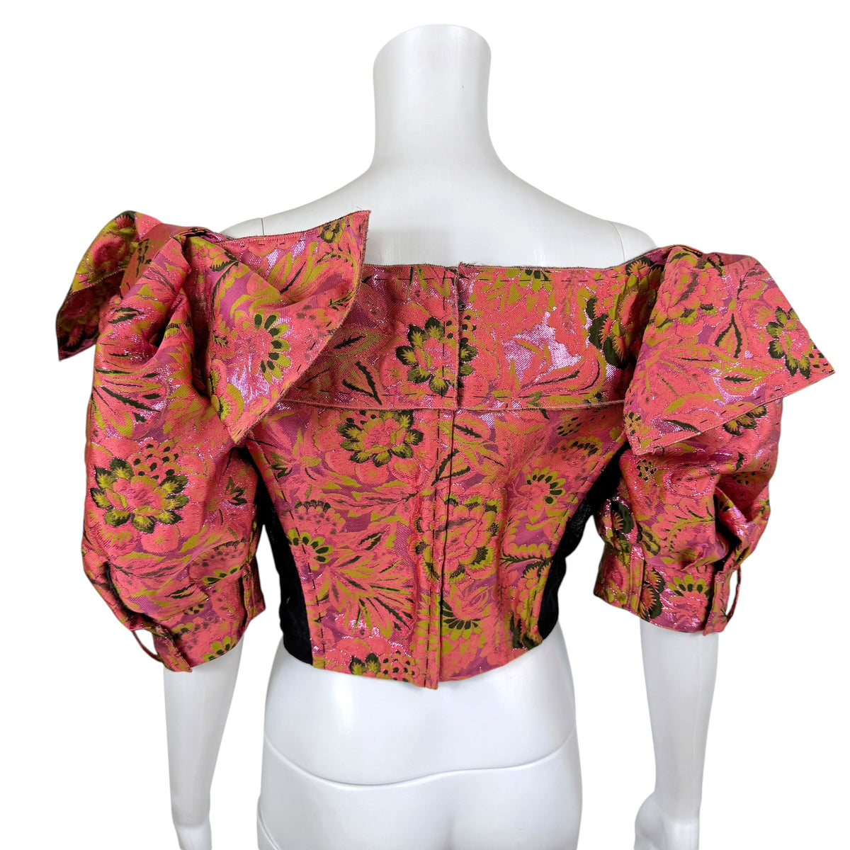 Dolce & Gabbana Cropped Corset Top Pink Green Floral