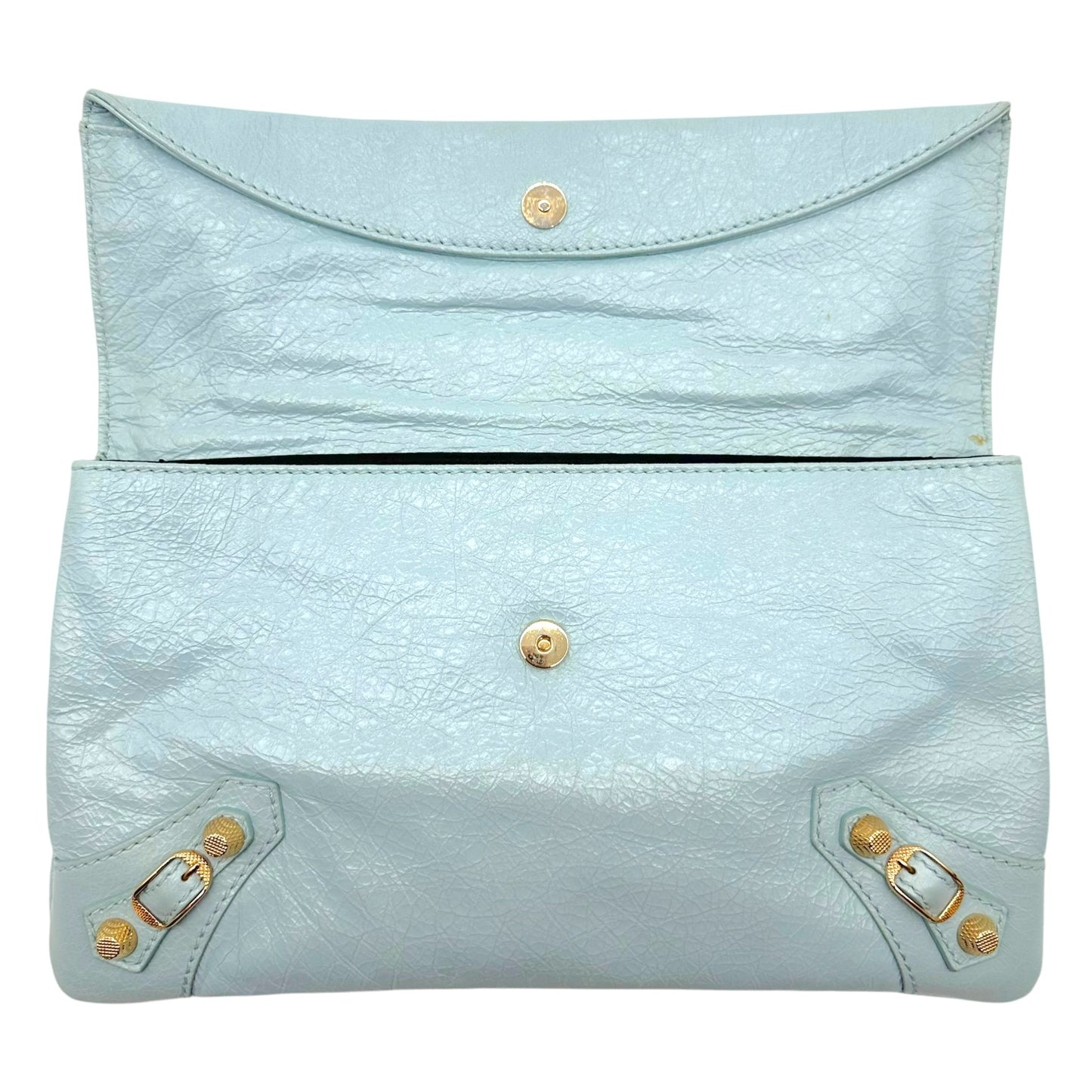 Balenciaga City Clutch Bag Light Blue Gold Hardware