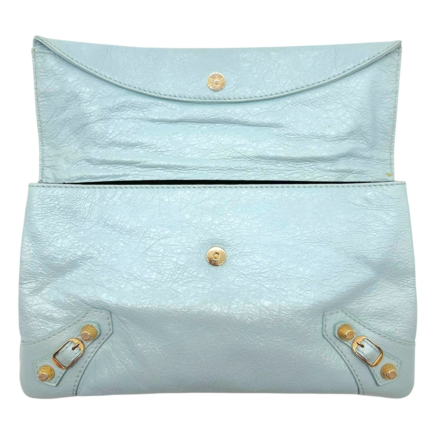 Balenciaga City Clutch Bag Light Blue Gold Hardware