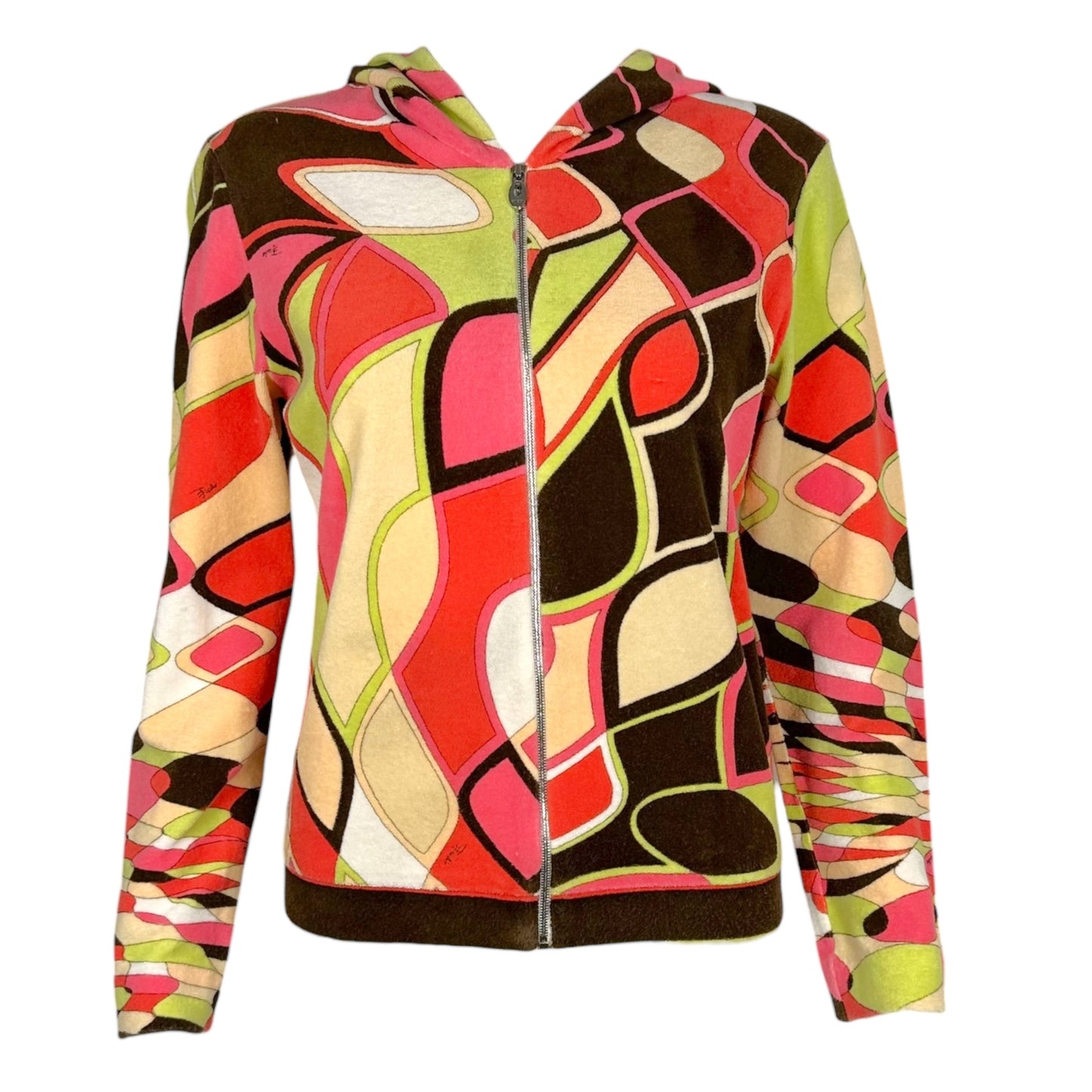 Emilio Pucci Pink & Brown Printed Terrycloth Hoodie