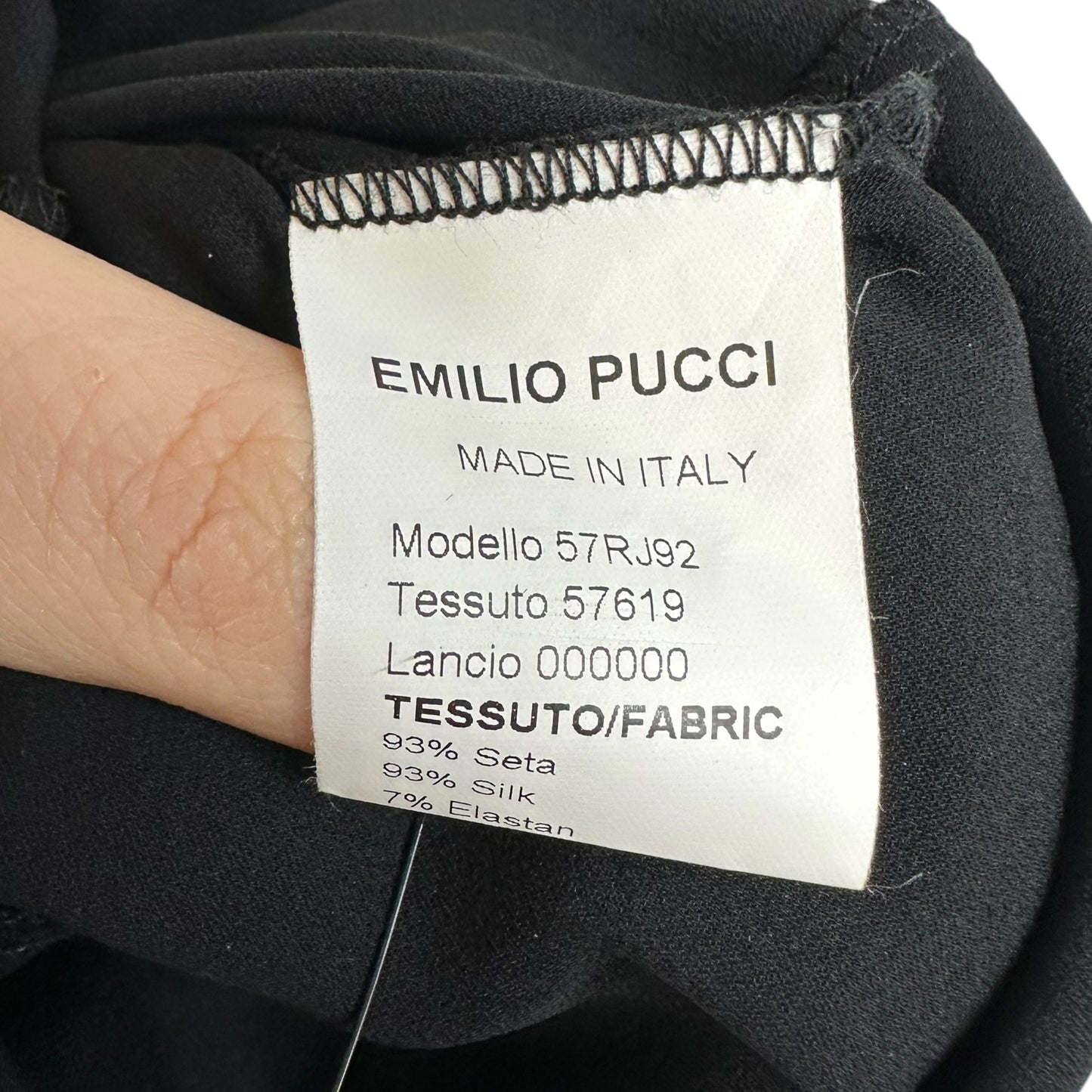 Emilio Pucci Silk Peasant Blouse Black Gold Beaded