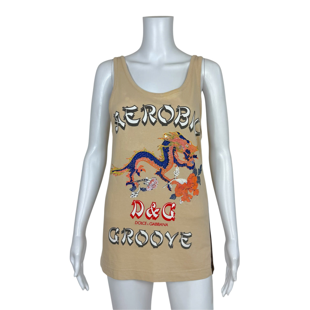 Dolce & Gabbana Graphic Tank Beige Relaxed Fit