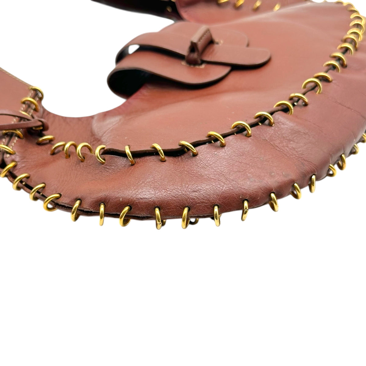 Loewe Brown Leather Small Hobo Bag with Gold Detailing