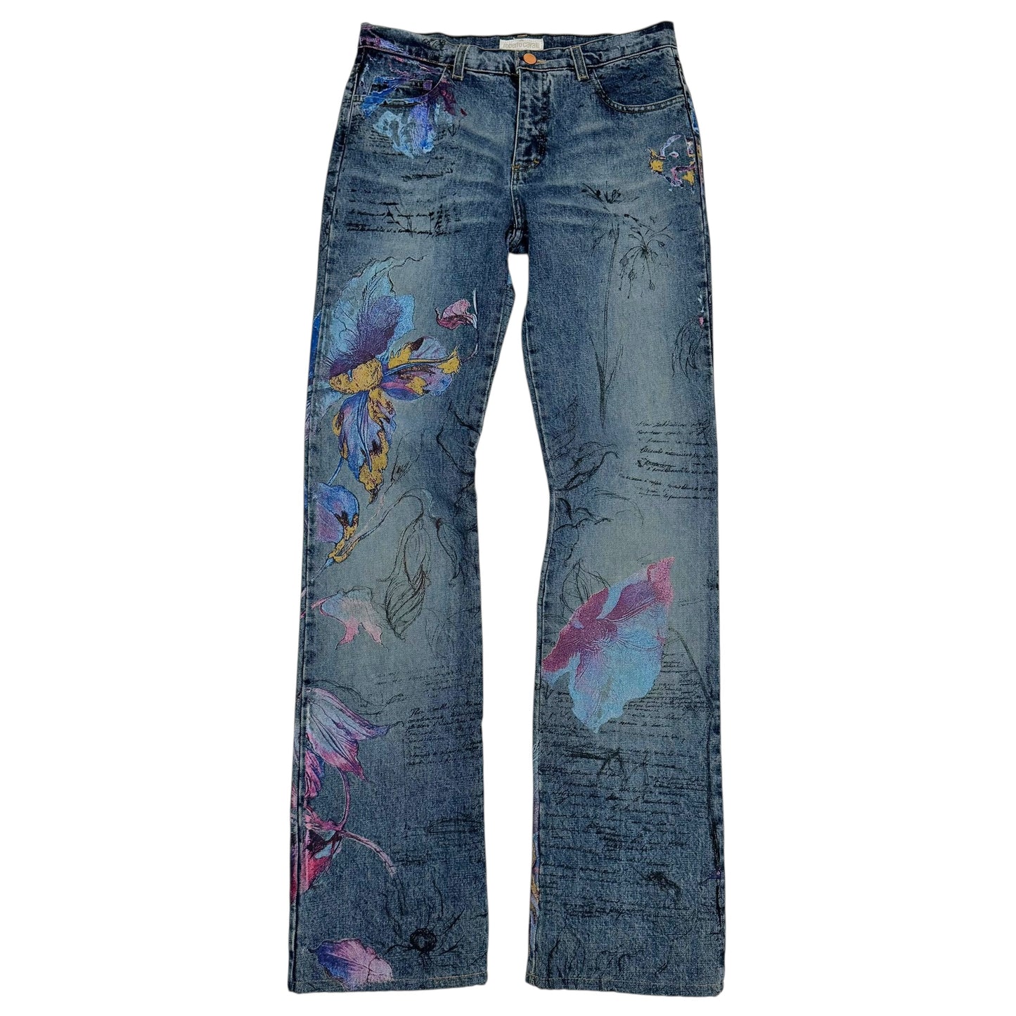 Roberto Cavalli Blue Denim 'Hand Painted' Printed Jeans - Outfit Repeater