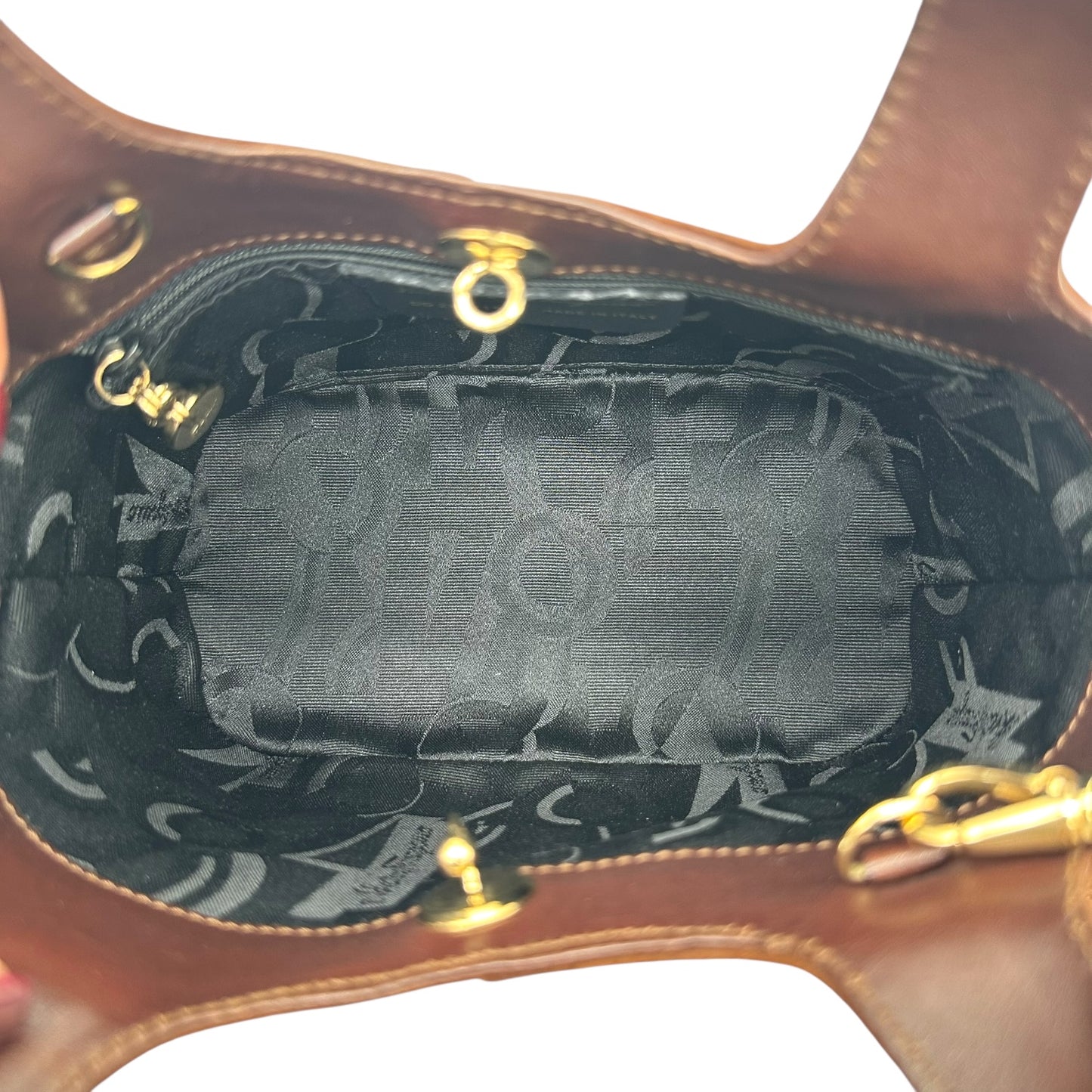 Salvatore Ferragamo Brown Suede Contrantrast Stitch 2-Way Mini Bucket Bag - Outfit Repeater