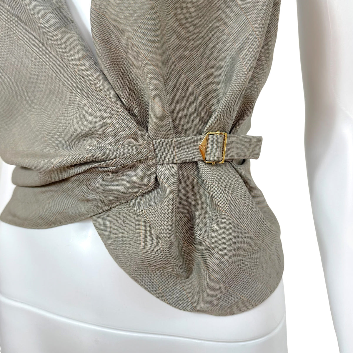 Louis Vuitton Gray Wool Plaid Backless Halter Vest Top