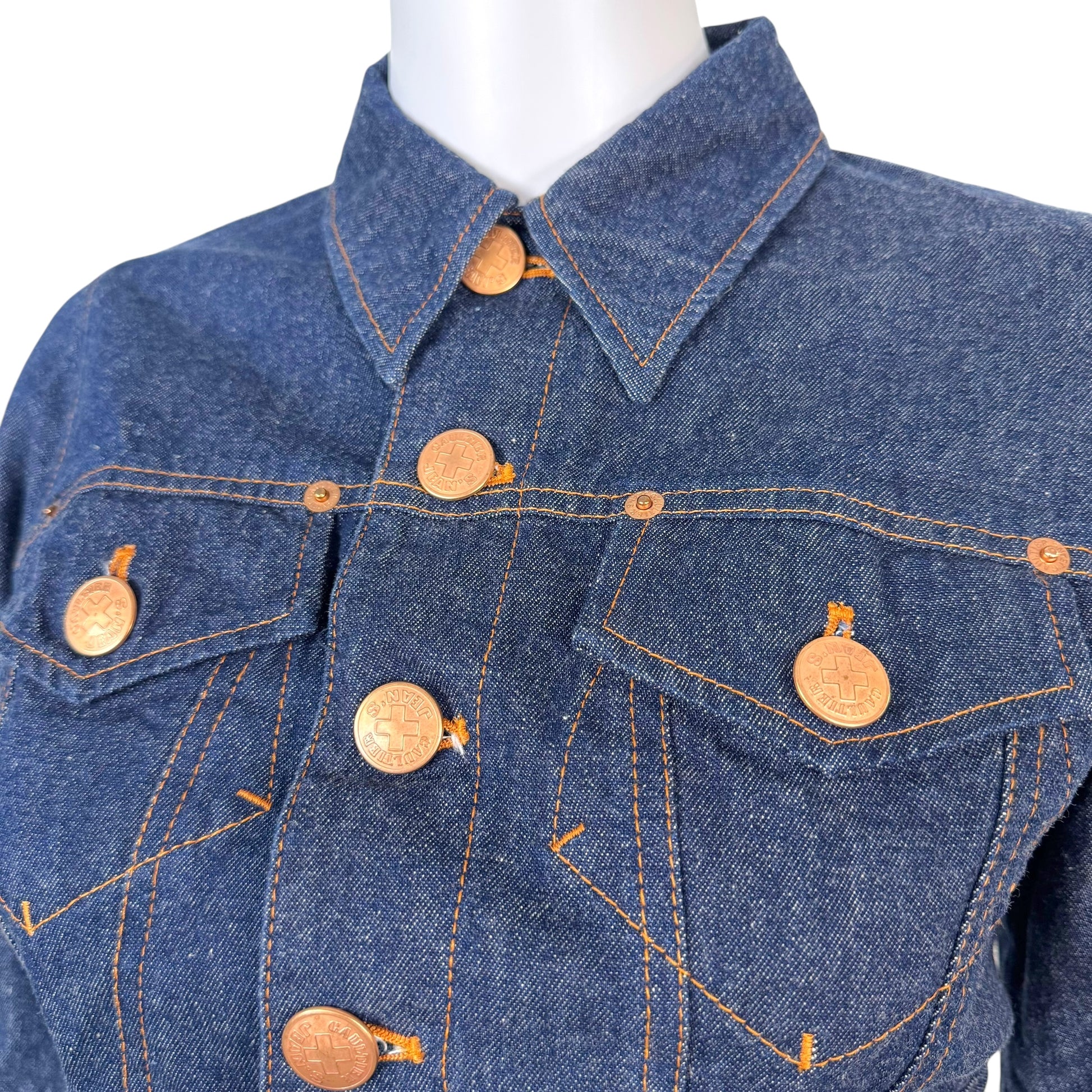 Jean Paul Gaultier Jean's Blue Denim Cropped 3/4 Sleeve Top - Outfit Repeater