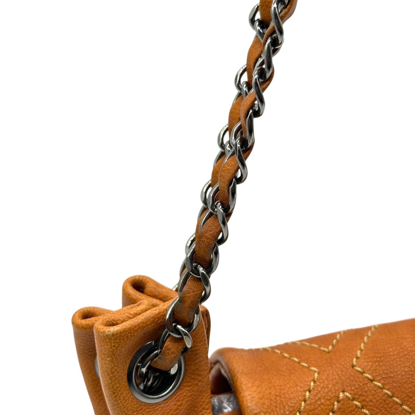 Chanel Cognac Brown Leather Accordion Bag 2005-06