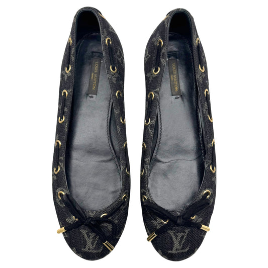 Louis Vuitton Black Denim Monogram Ballet Flats