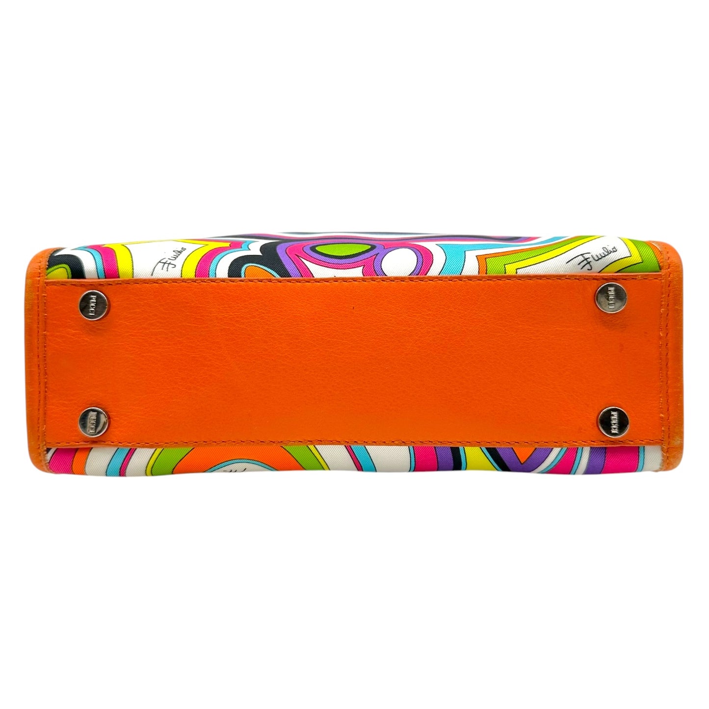 Emilio Pucci Orange & Multicolor Printed Silk Mini Tote Handbag