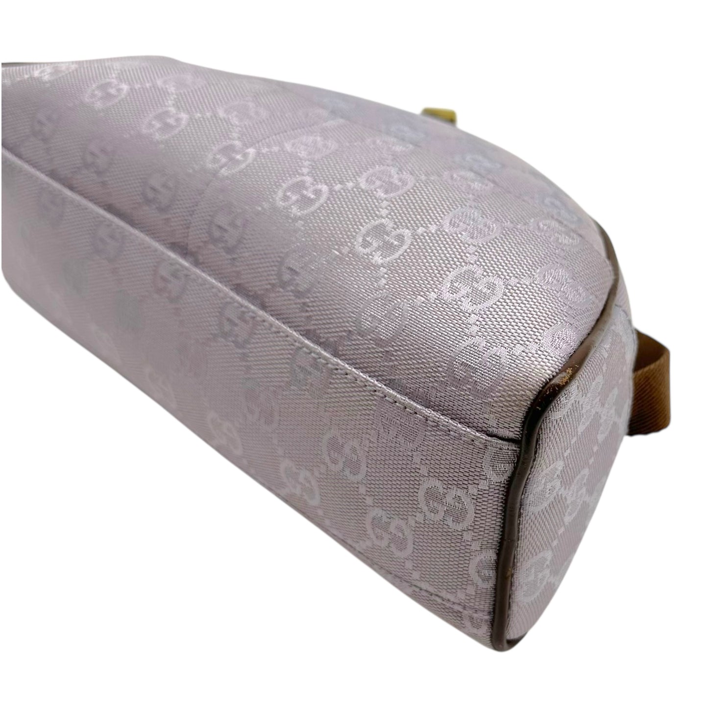 Gucci Lavender Monogram Canvas & Brown Leather Crescent Pochette Mini Bag