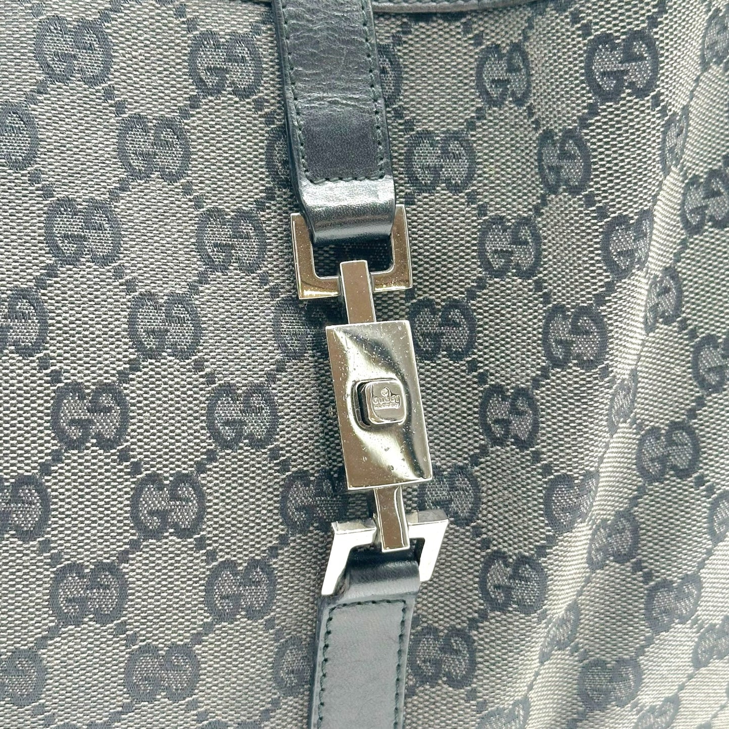 Gucci Large Jackie Shoulder Bag Gray Black Monogram