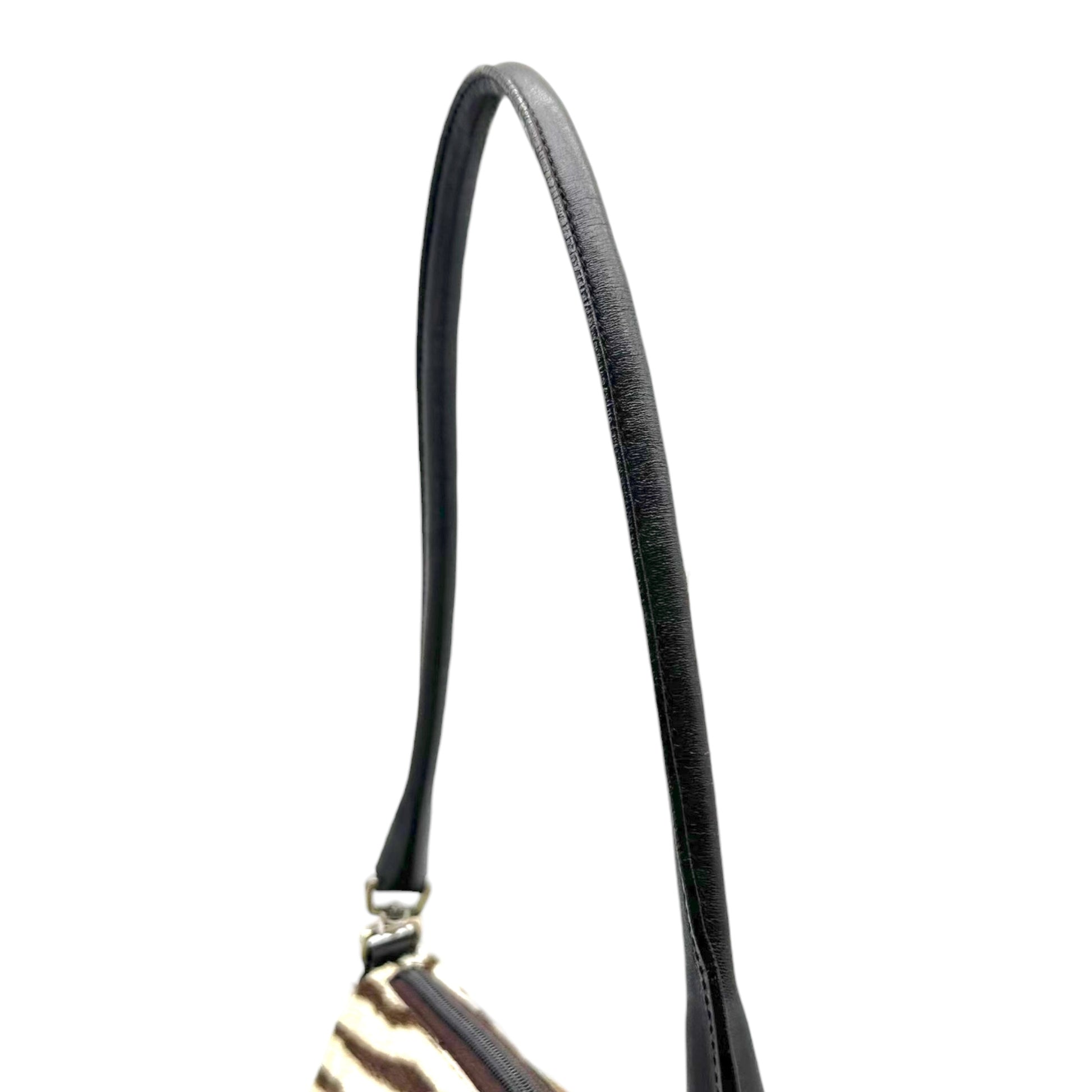 Prada Brown White Zebra Print Ponyhair Shoulder Bag