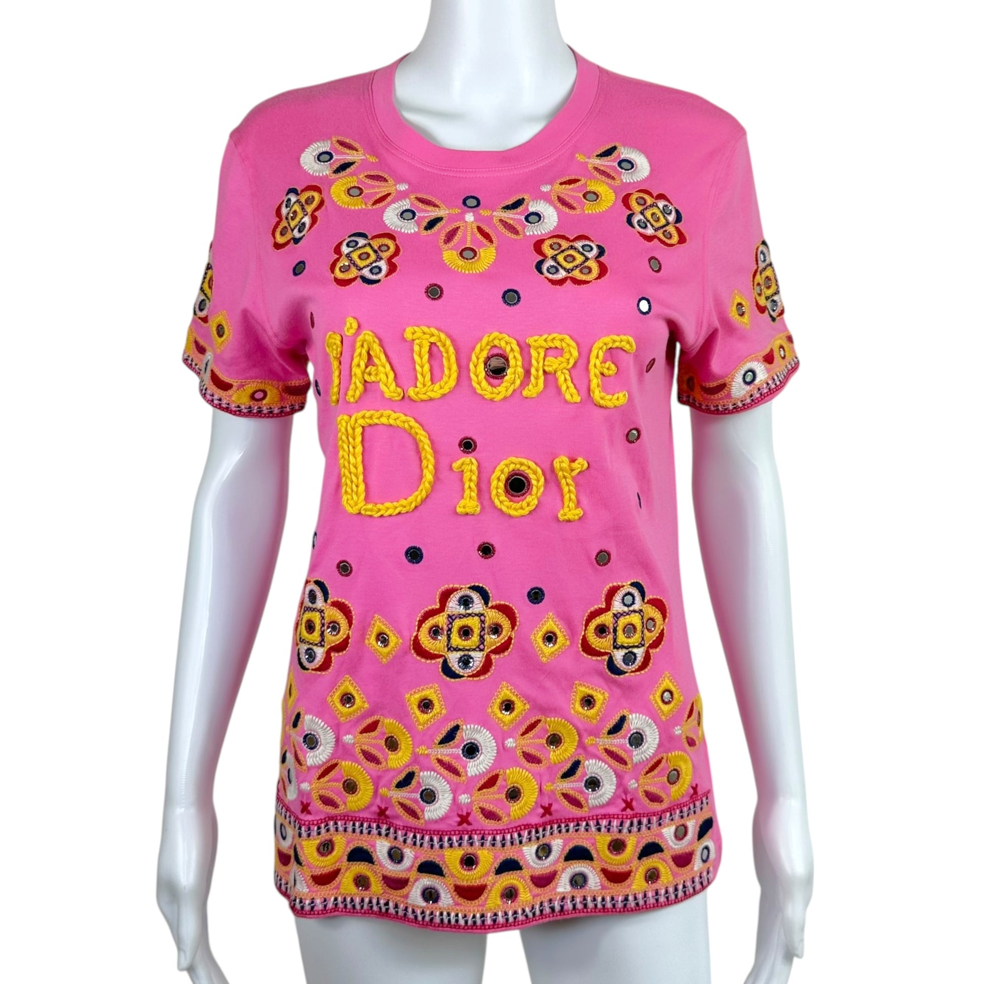 Christian Dior Pink J'Adore T-Shirt with Embroidery