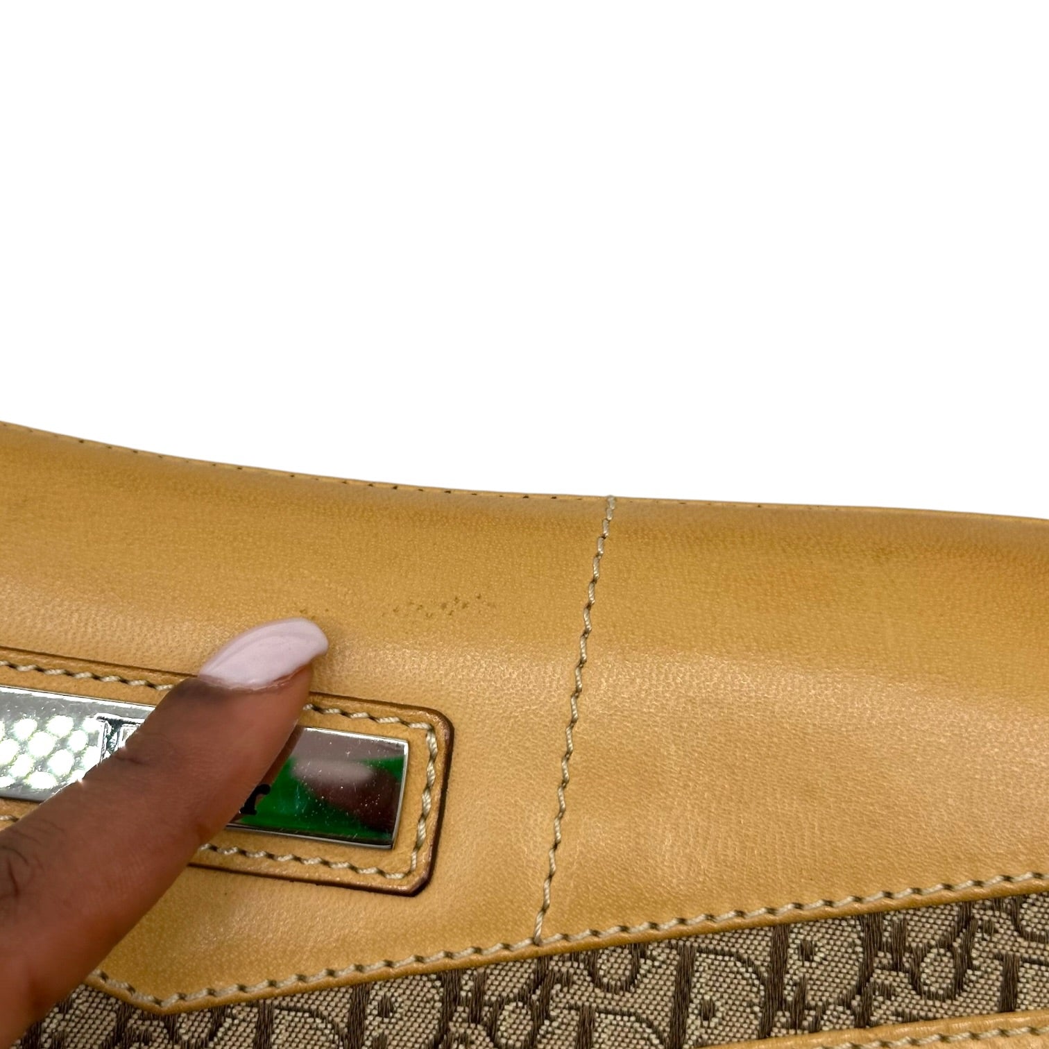 Christian Dior Shoulder Bag Tan Monogram Canvas Leather
